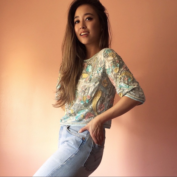 River Island Tops - River Island Pastel Sequin Blouse River Island Tops - River Island Pastel Sequin Blouse